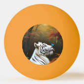 Witte tijger die liefdevolle momenten pingelen pingpongbal (Voorkant)