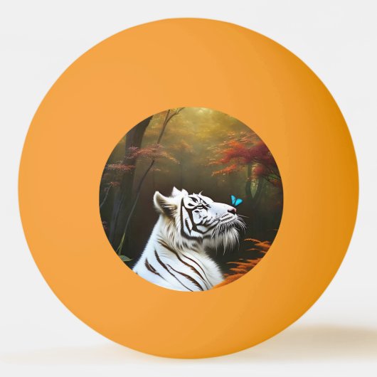 Witte tijger die liefdevolle momenten pingelen pingpongbal (Voorkant)