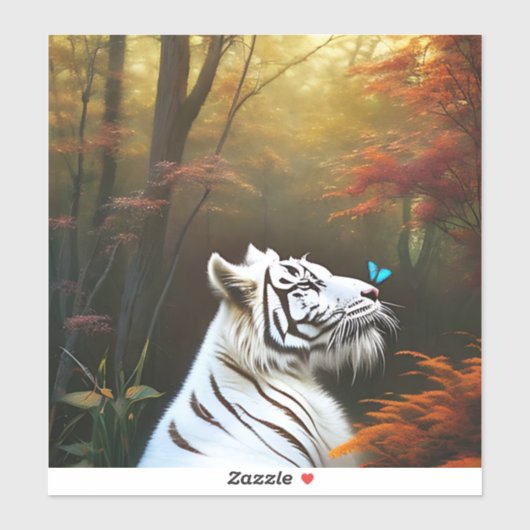Witte tijger die liefdevolle momenten, sticker (Vel)
