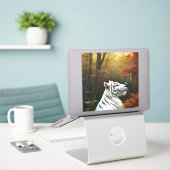 Witte tijger die liefdevolle momenten, sticker (Laptop op bureau)