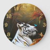 Witte tijger die liefdevolle momenten, wandklok (Voorkant)