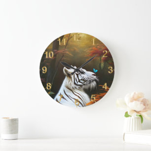 Witte tijger die liefdevolle momenten, wandklok