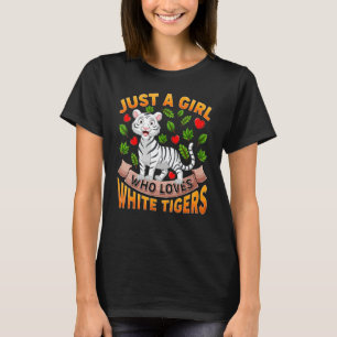 Witte Tijger Dier  Gewoon Een Meisje Dat Van Witte T-shirt