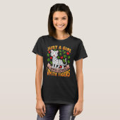 Witte Tijger Dier Gewoon Een Meisje Dat Van Witte T-shirt (Voorkant volledig)