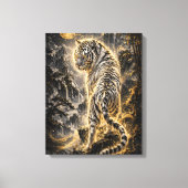 Witte Tijger Draait Terug Beschermende Kracht Canvas Afdruk (Voorkant)