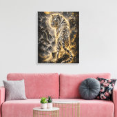 Witte Tijger Draait Terug Beschermende Kracht Canvas Afdruk (Insitu (Woonkamer))