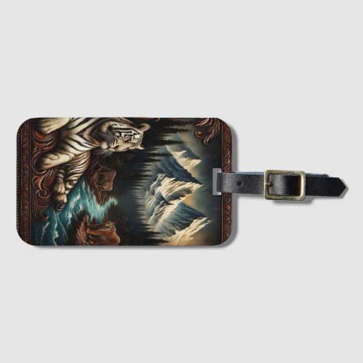 Witte Tijger Dromen van Bergen Bagagelabel (Voorkant (horizontaal))