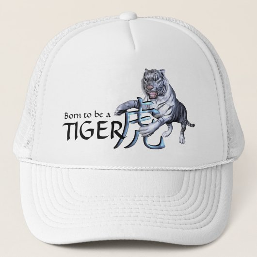 Witte tijger en Chinees symbool Trucker Pet (Voorkant)
