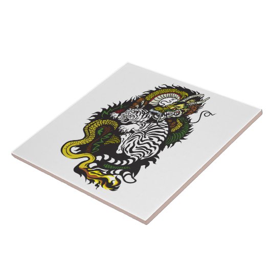 witte tijger en groene draak tegeltje (Zijkant)