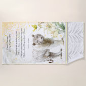 Witte Tijger en Lilies Devotiedoek Strandlaken (Voorkant)