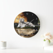 Witte tijger- en moonkuikens met een dierenwelp grote klok (Huis)