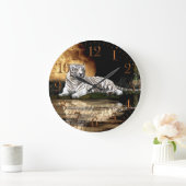 Witte tijger- en moonkuikens met een dierenwelp grote klok (Huis)