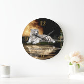 Witte tijger- en moonkuikens met een dierenwelp grote klok (Huis)