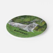 Witte tijger en palmbomen Borden glimlachen Papieren Bordje (Gekanteld)