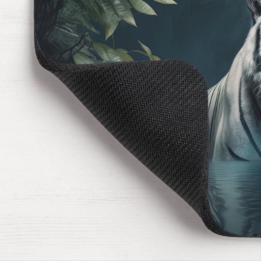 "Witte tijger en watervallen" Muismat (Hoek)