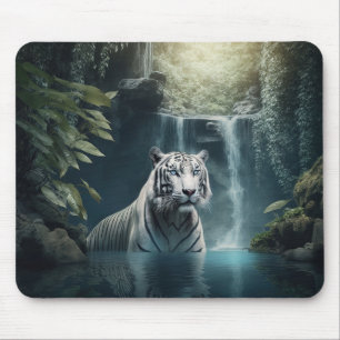 "Witte tijger en watervallen" Muismat