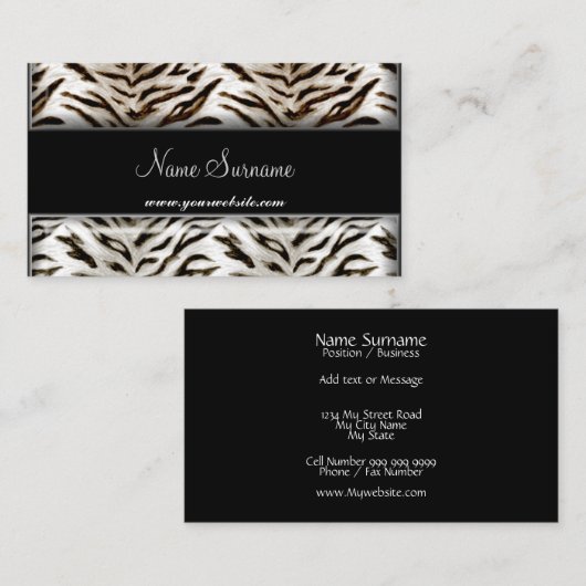 Witte tijger en zwart Visitekaartje (Voorkant / Achterkant)