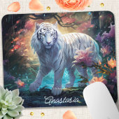 Witte Tijger Fantasie Bloem Naam Ontwerp Muismat