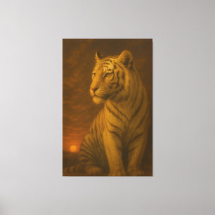 Witte Tijger Fantasie Kunst – Mystiek Jungle Licht Canvas Afdruk