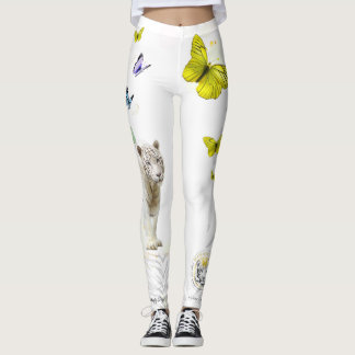 Witte Tijger Gele Vlinder Goud Stardus Leggings