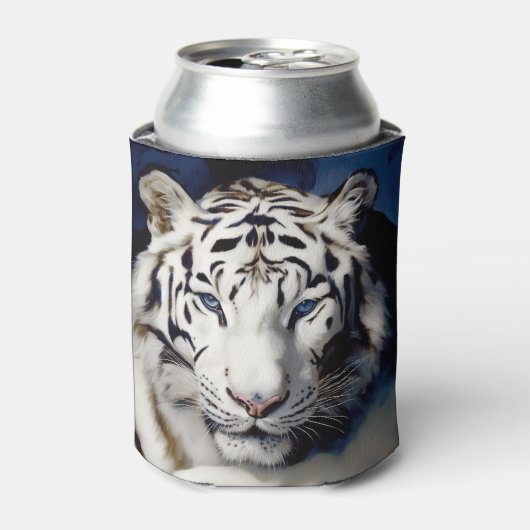 Witte Tijger Gezicht Blikjeskoeler (Blikje Voorkant)