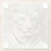 Witte Tijger Gezichtsfotografie Moderne Waterverf Glazen Onderzetter (Achterkant)