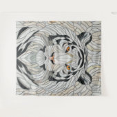 Witte tijger - Glas in lood Mozaïek Digitale Kunst Wandkleed (Voorkant (horizontaal))