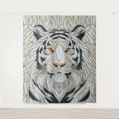 Witte tijger - Glas in lood Mozaïek Digitale Kunst Wandkleed (Voorkant)
