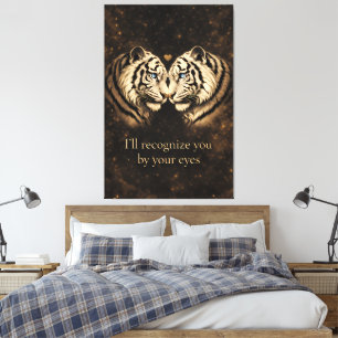 Witte Tijger Gouden Band – Luxe Zwarte Gouden Soul Canvas Afdruk