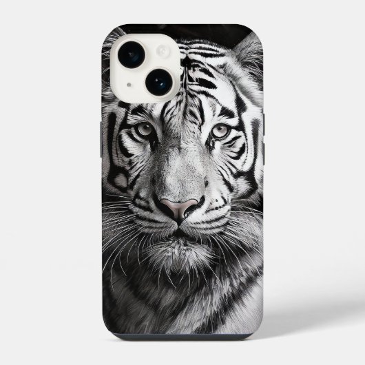 Witte Tijger Houtskool iPhone Hoesje (Achterkant)