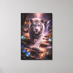 Witte Tijger in Beweging – ManJiangHong Kunstserie Canvas Afdruk