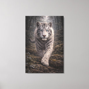 Witte Tijger in Beweging – ManJiangHong Kunstserie Canvas Afdruk