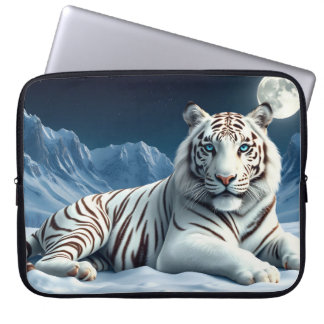Witte Tijger In De Sneeuw En Bergen Laptop Sleeve