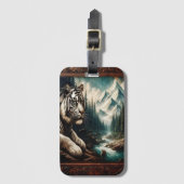 Witte tijger in een bergachtig bos bagagelabel (Voorkant (verticaal))