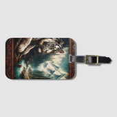 Witte tijger in een bergachtig bos bagagelabel (Voorkant (horizontaal))