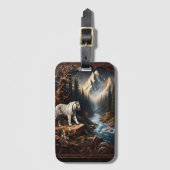 Witte tijger in een bergachtig landschap bagagelabel (Voorkant (verticaal))