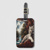 Witte tijger in een bergvallei bagagelabel (Voorkant (verticaal))