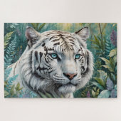 Witte tijger in een blauw groen Oerwoud Legpuzzel (Horizontaal)