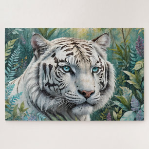 Witte tijger in een blauw groen Oerwoud Legpuzzel