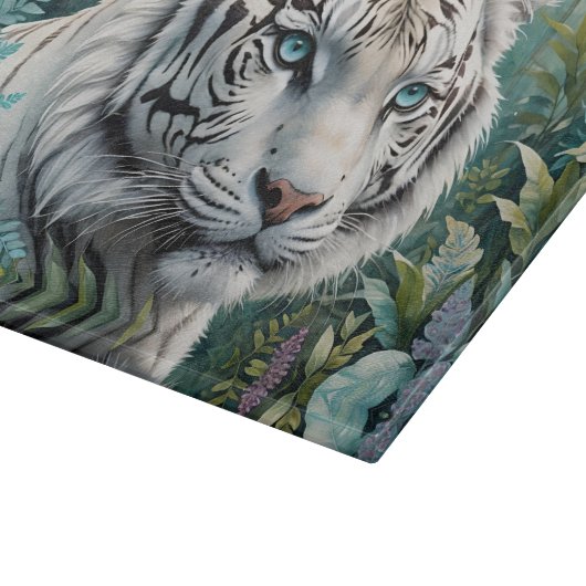 Witte tijger in een blauw groen Oerwoud Snijplank (Hoek)
