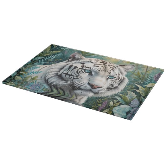 Witte tijger in een blauw groen Oerwoud Snijplank (Hoek)