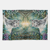 Witte tijger in een blauw groen Oerwoud Theedoek (Horizontaal)