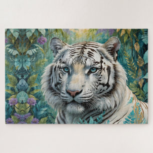 Witte Tijger in een Blauw Groene Jungle Legpuzzel