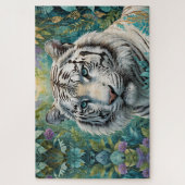 Witte Tijger in een Blauw Groene Jungle Legpuzzel (Verticaal)