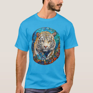 Witte Tijger in een Levendig Cirkelvormig Ontwerp T-shirt