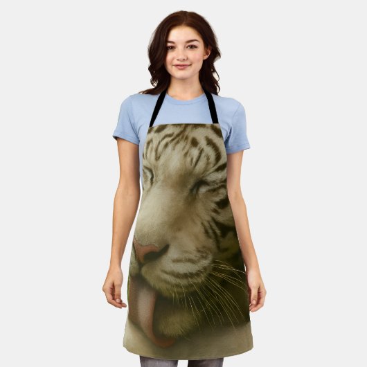 Witte tijger in een persoonlijk verzorgingsritueel schort (Gedragen)