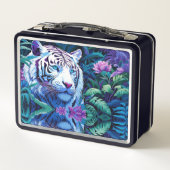 Witte tijger in paarse bloemen (Achterkant)