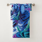 Witte tijger in paarse bloemen bad handdoek (Insitu)