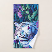 Witte tijger in paarse bloemen bad handdoek (Handdoek)