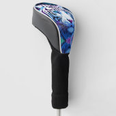 Witte Tijger in paarse bloemen Reflectie Golfheadcover (Schuin)